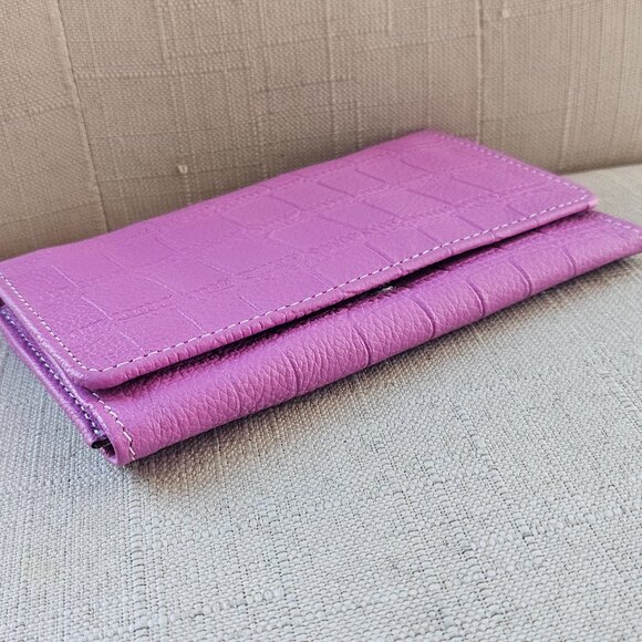 Passport Holder Pink Genuine Leather Purse Wallet Card Holder Multi Compartments - Picture 6 of 13